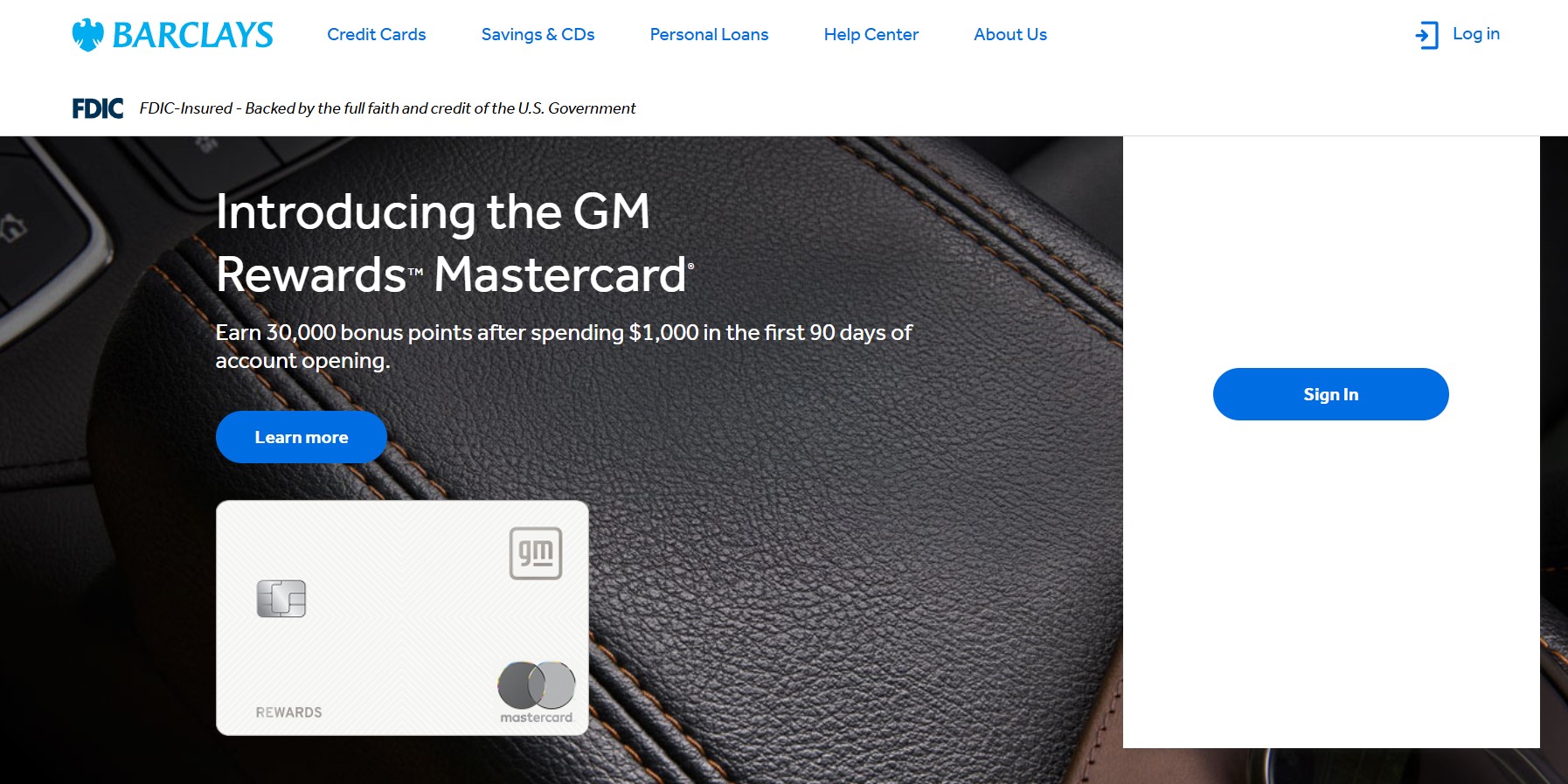 Barclays credit card Homepage