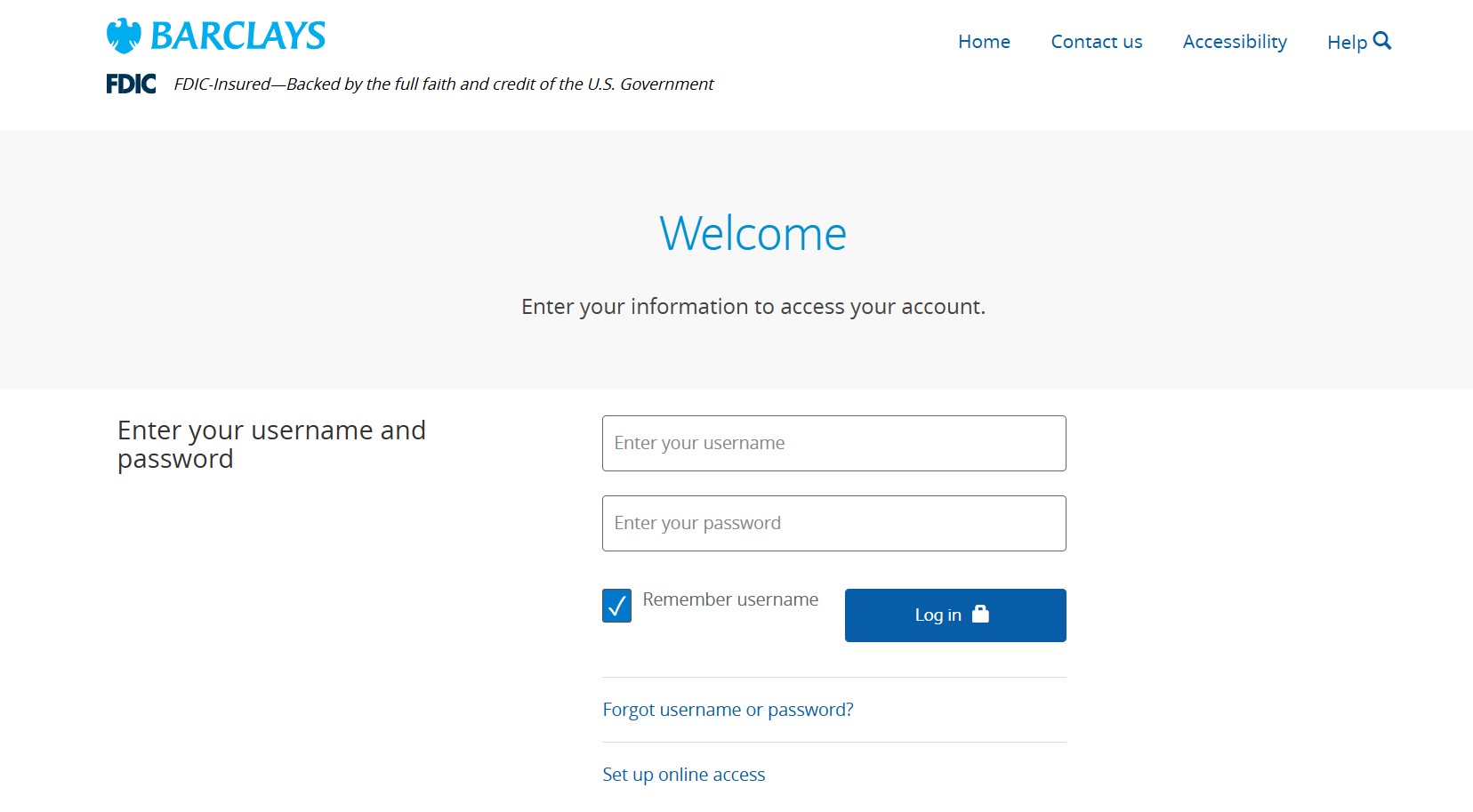 Barclays credit card Login Page